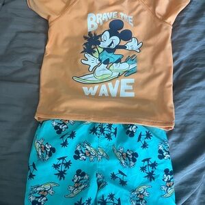Disney Mickey Mouse Orange and Blue Swim Trunks Set